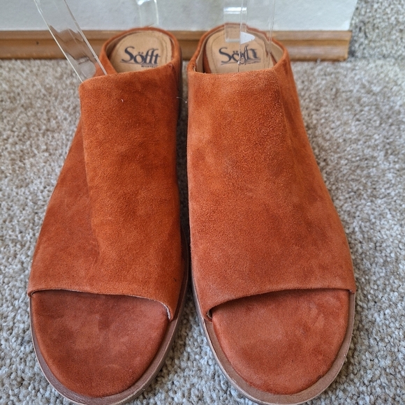 Sofft Carrey Womens Pumpkin Suede Slide Sandals Open Toe Heeled Size 9.5 - Picture 5 of 8